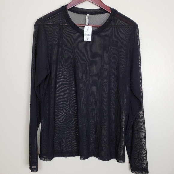 Emma & Sam Tops - Emma & Sam Black Mesh Long Sleeve Tee NWT